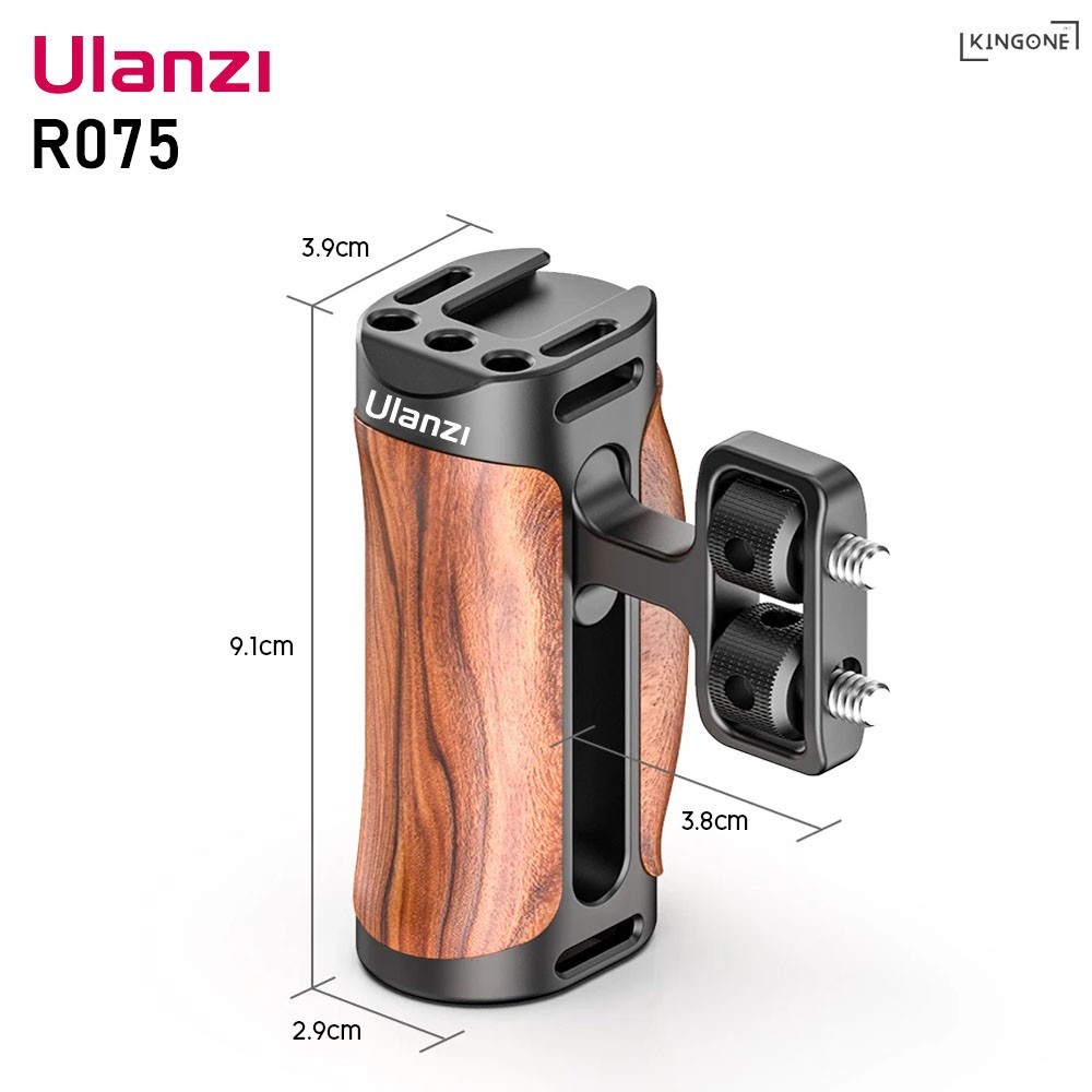 Uranzi Uurig R075 กล้องดิจิตอล SLR ด้ามจับด้านข้างลายไม้ (สำหรับ sony a6400, canon g7x3, instax)