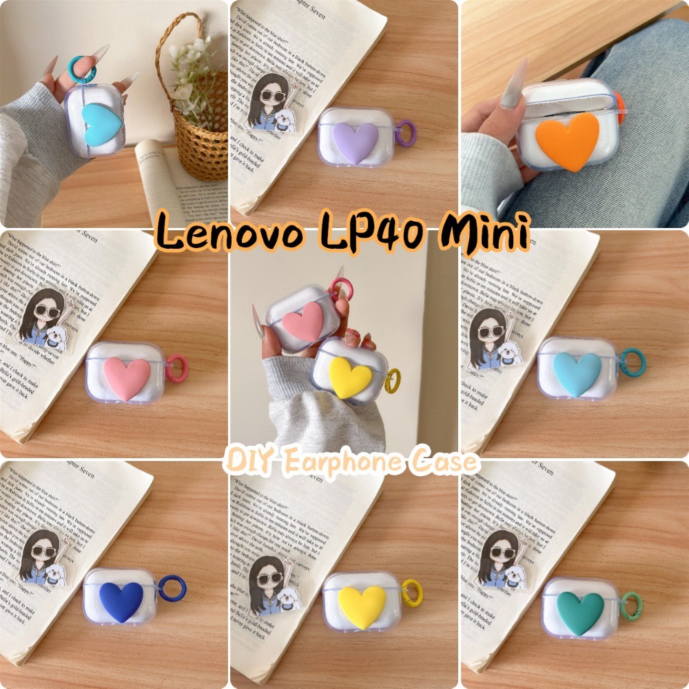 สําหรับ Lenovo LP40 Mini Casing Case Soft Silicone Headphone Case DIY Peach Heart สีทึบ NO.2