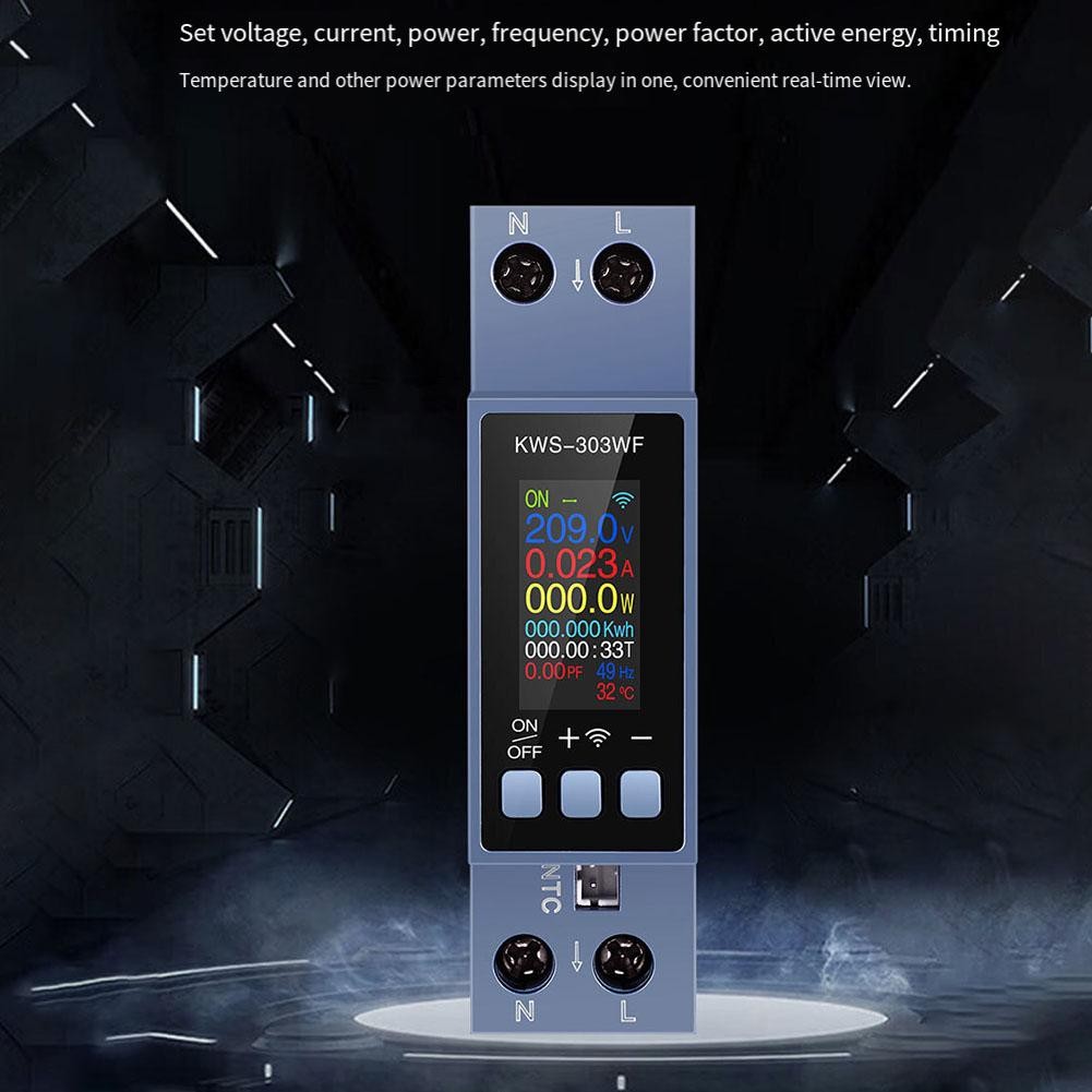 KWS-303WF สมาร์ท Ac Watt Meter WiFi DIN Rail Power Meter โวลต์ Ampere Keweisi 40A การวัดมัลติฟังก์ชั