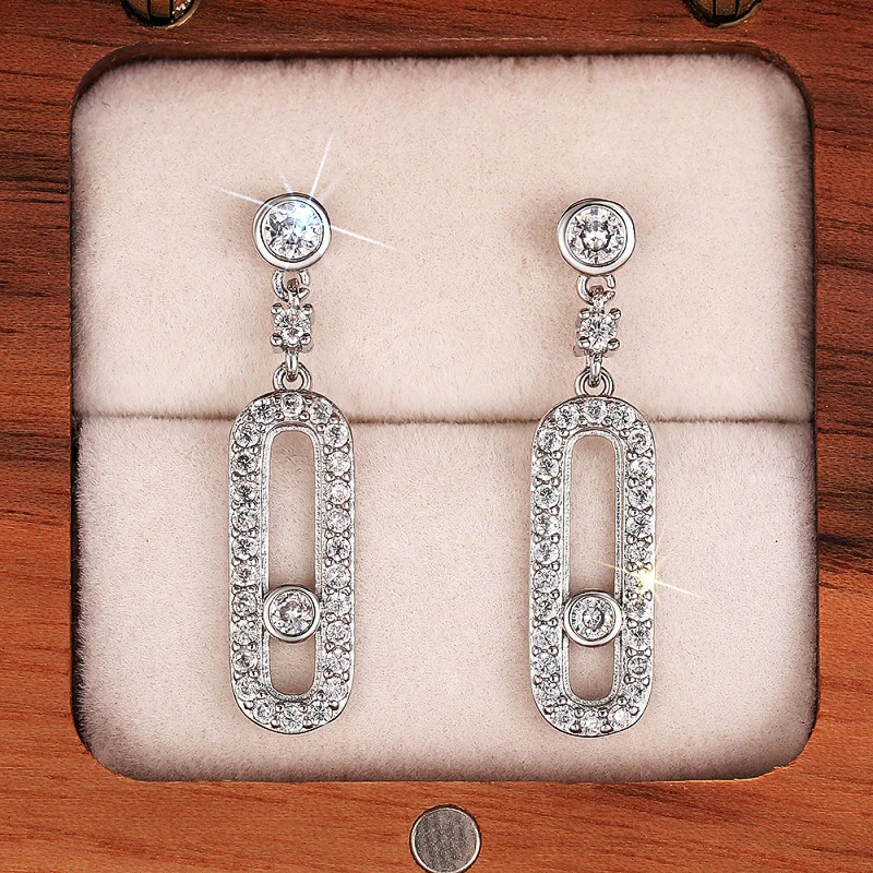 925 เงินสเตอร์ลิงสไตล์ Graceful จี้ต่างหูหญิงเครื่องประดับหมั้น Brilliant Zirconia แฟชั่น Lady อุปกรณ์จัดงานแต่งงาน