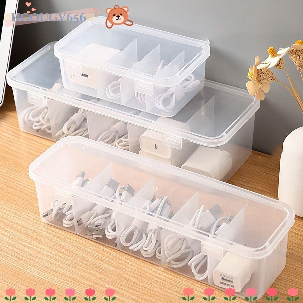 HGOUGVT Card Organizer,พร้อมฝาปิดกันฝุ่นที่เก็บสายเคเบิลข้อมูล,มัลติฟังก์ชั่นโปร่งใสการจําแนกเดสก์ท็อปสําหรับ Office Home