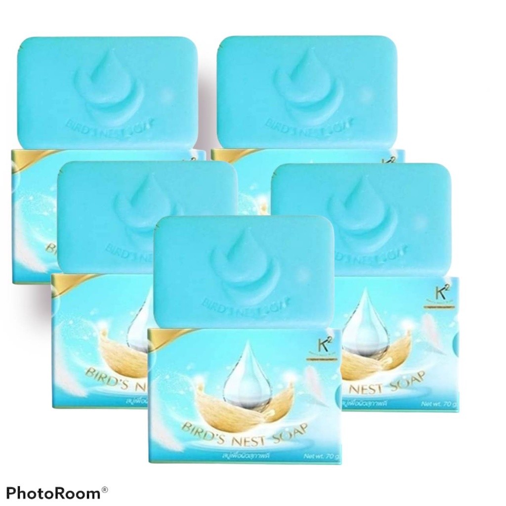 สบู่รังนก  K2 Brid’s Nest Soapลดสิว บำรุงผิวขาว  (5 ก้อน) แถมตาข่ายตีฟอง