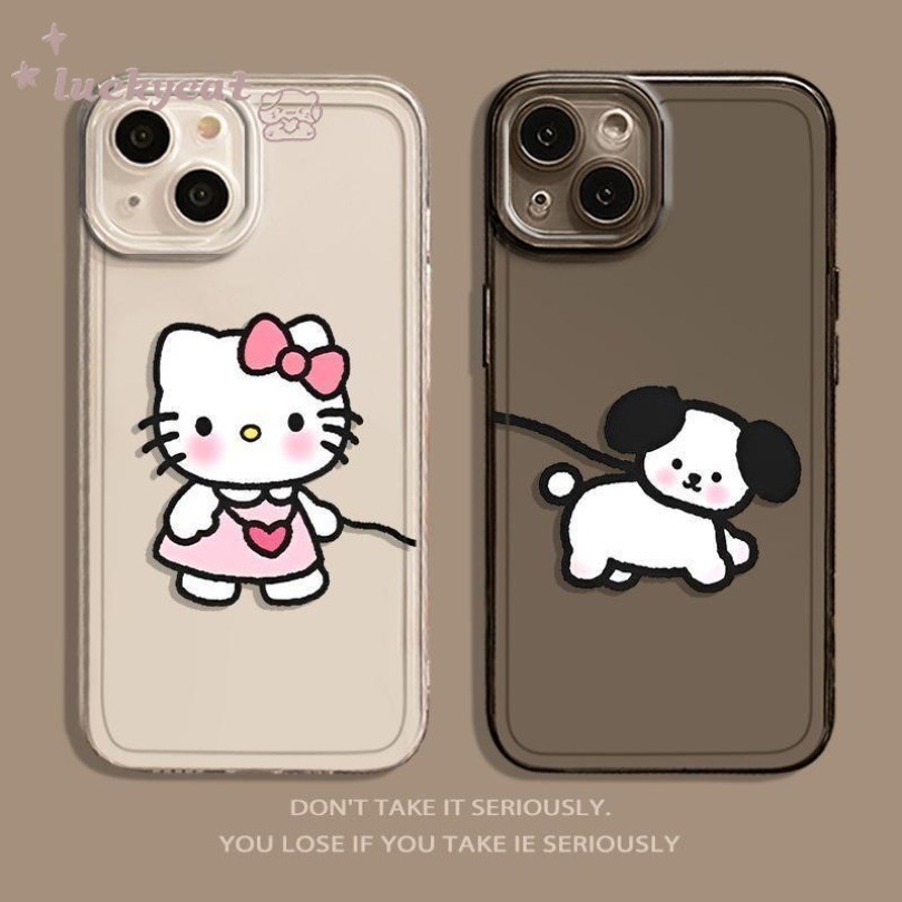 เข้ากันได้กับ iPhone 16 15 14 13 12 11 Pro Max X Xr Xs Max 7 8 Plus SE2020 เคสโทรศัพท์คู่การ์ตูนน่าร