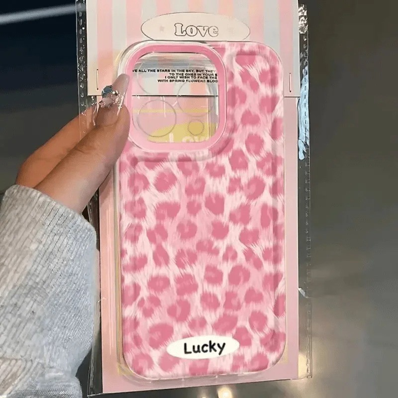 SAMSUNG สีชมพูเสือดาวพิมพ์โปร่งใสเคสโทรศัพท์สําหรับSamsung S23 FE S24 FE S25 S24 S23 S22 Plus Ultra S21 S20 FEฝาครอบ