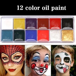 (ฟรีแปรงทาสี)สีเพ้นท์หน้า การวาดหน้าเด็ก สีทาหน้าและร่างกาย มี12สี ทำความสะอาดง่าย เรืองแสง ของเด็กๆ