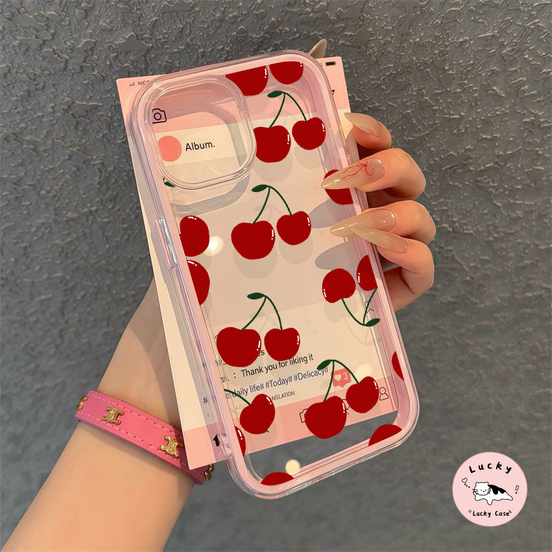 เคสไอโฟน11 สร้างสรรค์เชอร์รี่สีแดงอ่อนนุ่ม สำหรับ IPhone 13 14 11 16 15 12 Pro Max 15 16 14 12 13 Pro 16 15 14 Plus