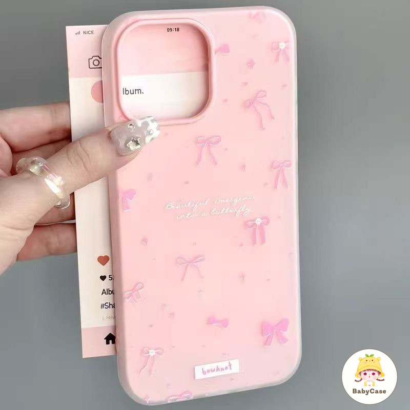 เคสไอโฟน 15 สำหรับ iPhone 17 13 11 16 15 14 12 Pro Max 7 8 Plus XR X XS หวานสีชมพูหวานสีชมพูลูกกวาดสีใหม่ 2 in 1 กำไลปก