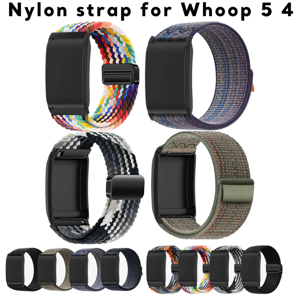 สายนาฬิกาไนลอนสําหรับ Whoop 5.0 สายรัดข้อมือสานผ้านาฬิกาสําหรับ Whoop 4.0 สายรัดข้อมือกีฬาเข็มขัดแม่เหล็ก