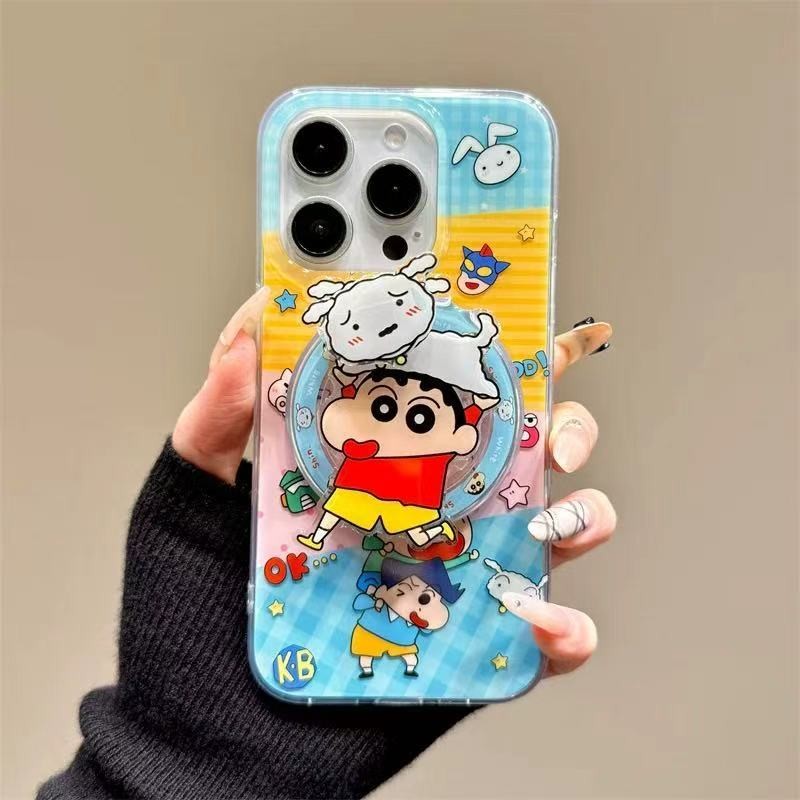 Crayon Shin-Chan หมุนวงเล็บแม่เหล็กเคสโทรศัพท์เหมาะสําหรับ iPhone11/12/13/14/15/16 12Promax 11Promax