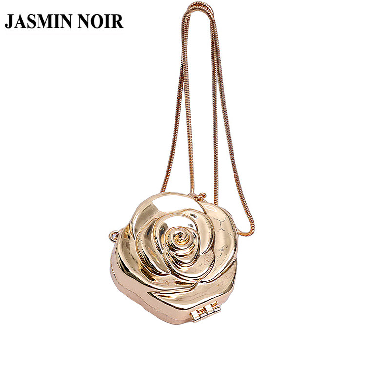 JASMIN NOIR metal Trend รูปดอกไม้ ดีไซน์เฉพาะตัว ความงาม ขั้นสูง มินิ กระเป๋าสะพายข้างผู้หญิงประณีต