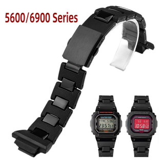 สําหรับ DW-6900 DW-5600 สายนาฬิกาเหล็กพลาสติก DW-5610 GW-M5610 GW-B5600 สายนาฬิกาสแตนเลสเปลี่ยนผู้ชายผู้หญิงสร้อยข้อมือเข็มขัดข้อมือ