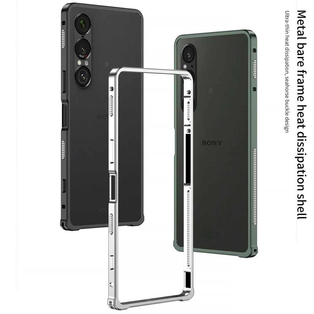 เคสโทรศัพท์โลหะบางเฉียบสําหรับ Sony xperia 1 VI VII การกระจายความร้อนกรอบเปลือยสแตนเลส Seahorse หัวเข็มขัดการออกแบบเคสป้องกัน