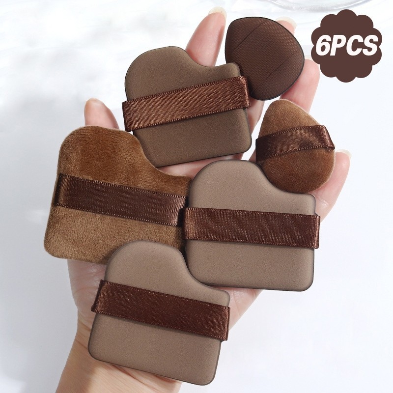 6 ชิ้น ชุดพัฟคุกกี้ช็อกโกแลต พัฟขนาดมินิ พัฟกำมะหยี่ นุ่ม ไม่กินรองพื้น ใช้ได้ทั้งแห้งและเปียก - รูปที่ 4