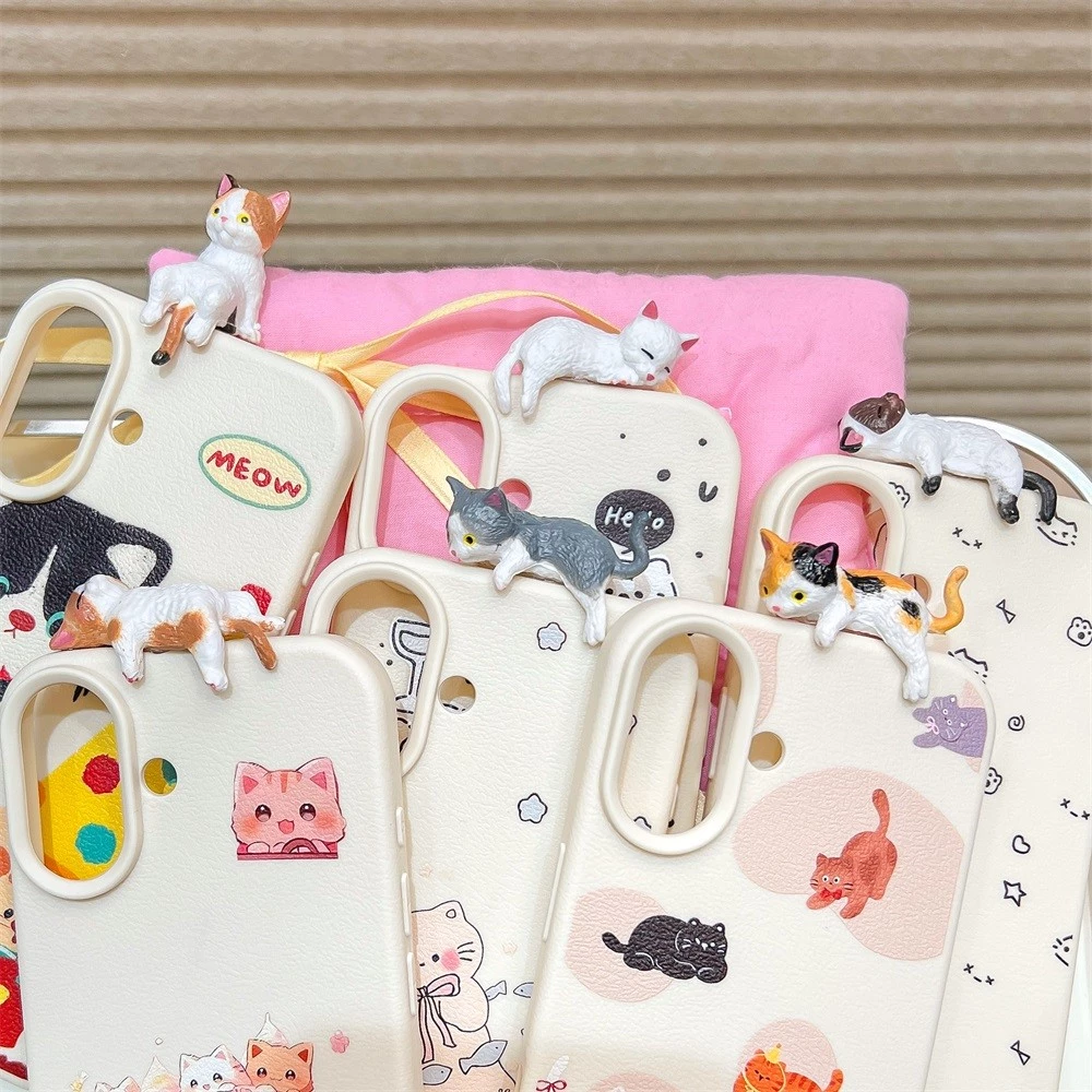 เคส iPhone จี้รูปแมวการ์ตูน สำหรับ iPhone 11-17 Series thumbnail 6