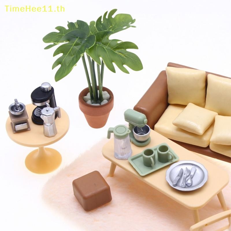 ไทม์ฮี 1/12ตุ๊กตาจําลองพืชสีเขียวกระถางรุ่นตุ๊กตาบ้านห้องนั่งเล่นตกแต่งไมโครภูมิทัศน์ฉากสวนเครื่องประดับ ไทย