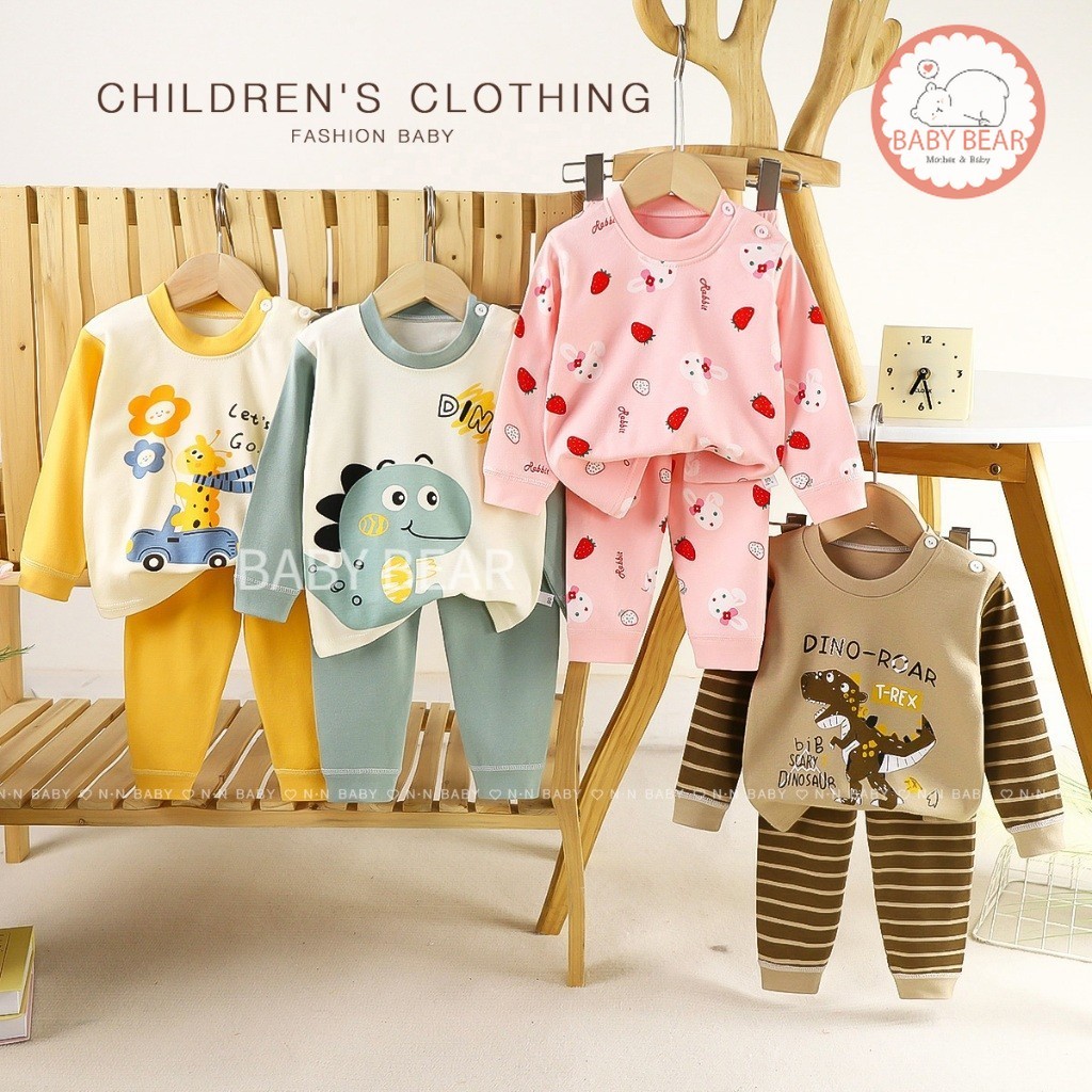 เสื้อผ้าเด็ก ชุดนอนกันหนาว ชุดนอนเด็กเซ็ต 2 ชิ้น เสื้อแขนยาวกางเกงขายาว ใส่ได้ทั้งชายและหญิง