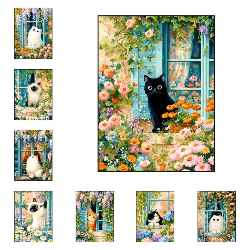 PMcat 5D ภาพวาดเพชร Cross Stitch เพชรชุดอะคริลิครอบเพชรสําหรับตกแต่งบ้าน 30x40 ซม.