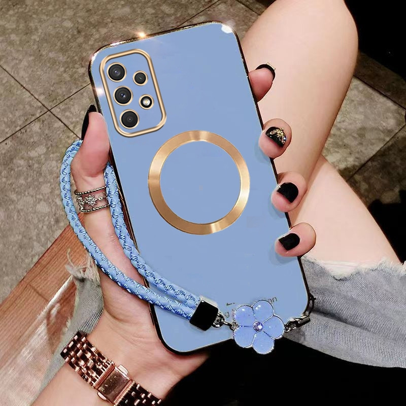 ปลอก Samsung a33 5G Samsung a53 5G Samsung a73 5Gเคสโทรศัพท์Electroplating Soft Caseนุ่มกันกระแทกชาร์จไร้สายแม่เหล็กดูด + ฟรีเชือกเส้นเล็ก DDSWX01