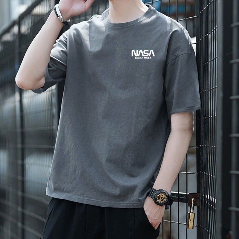 เสื้อยืดผ้าฝ้ายแขนสั้น แบบคอกลม สไตล์เกาหลี เหมาะสำหรับทั้งชายและหญิง