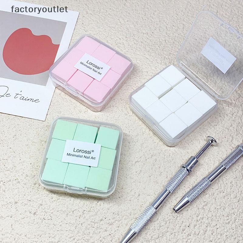 FLTH 2 ซม./0.79in Soft Nail Art ฟองน้ํา 9 ชิ้น/กล่องเล็บ Stamper Gradient Effect ภาพวาดเจล Halo ย้อม