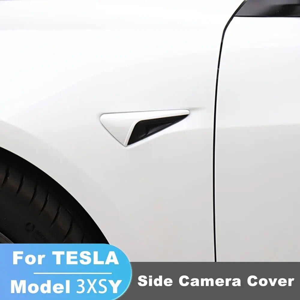 Fit สําหรับ Tesla รุ่น 3 XS (2012-2022) HW 3.0 รถด้านข้างกล้องป้องกันสติกเกอร์ Trim ABS 2 ชิ้น