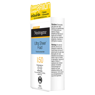 Neutrogena นูโทรจีนา อัลตร้า เชียร์ ฟลูอิด เฟเชียล ซันสกรีน บรอด สเปกตรัม เอสพีเอฟ50 40 มล.