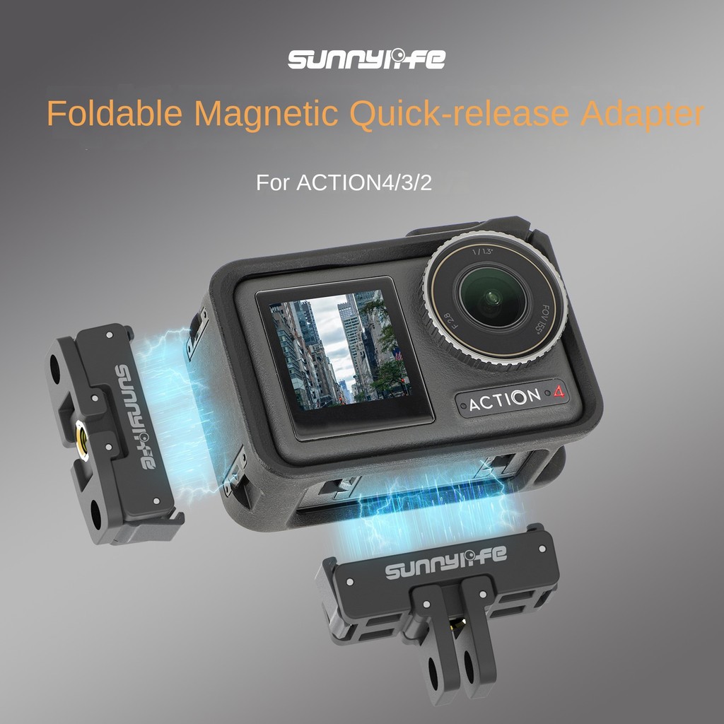 Sunnylife OSMO 360/ACTION4/3 Magnetic Quick Release Adapter อุปกรณ์เสริมส่วนขยายแผ่นปลดเร็วแบบพับได้