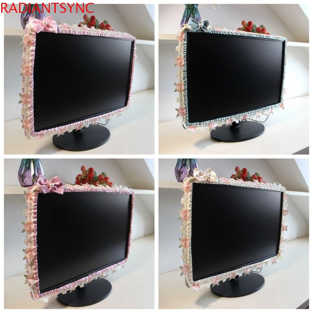 RADIANTSYNC ฝาครอบจอคอมพิวเตอร์, Bow Tie Lace Design Monitor ฝาครอบกันฝุ่น, Office ใช้ผ้านุ่มน่ารักตกแต่ง 17-30INCH กรอบคอมพิวเตอร์ Protector Home Decor