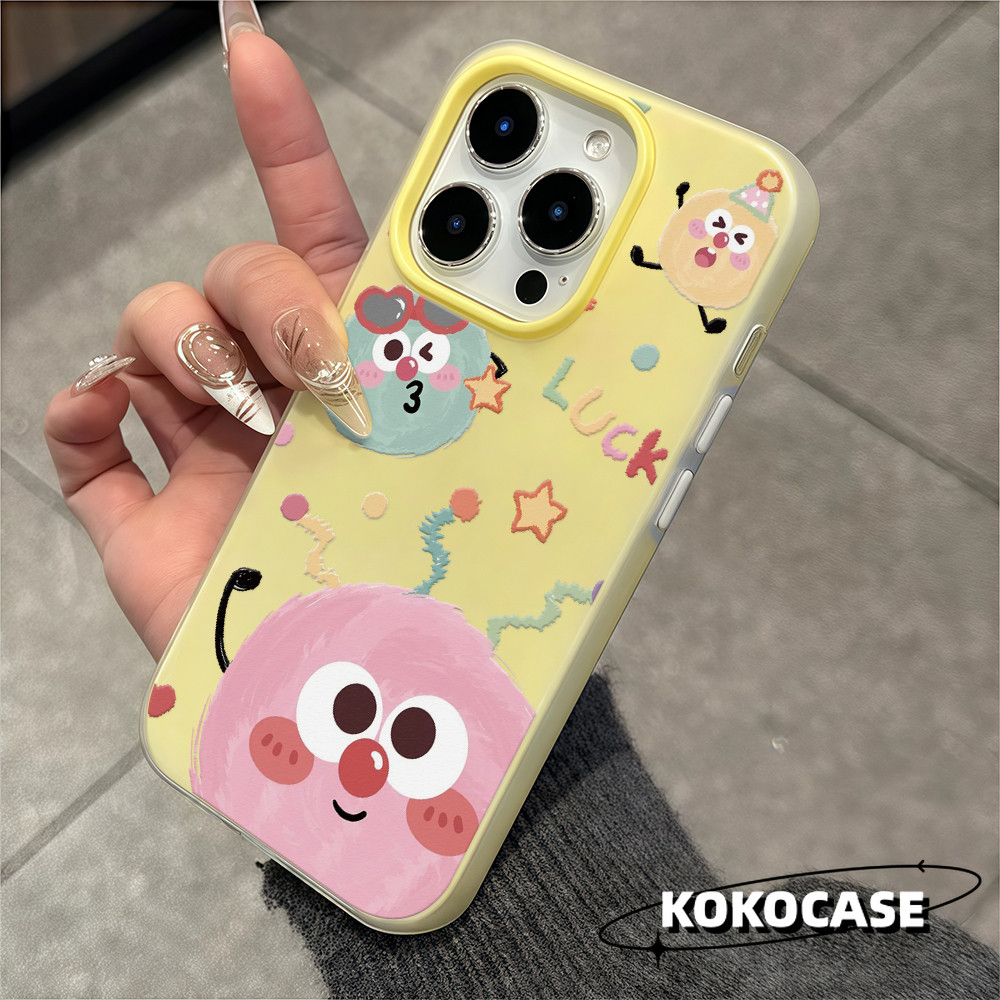 เปลือกเจลใสลายการ์ตูนมอนสเตอร์สีชมพูสุดน่ารักและลายดาวสีสันสดใส for iPhone16 15 13 12 11 6 7 8 Plus Pro Promax X XSXSMAX