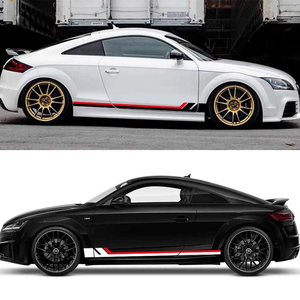รถประตู Trims สติกเกอร์ Racing Stripes กันน้ําไวนิล Decals อุปกรณ์ตกแต่งสําหรับ Audi TT 8N MK1 MK2 8