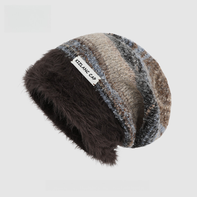 MISSKOI Plush Baotou ถักหมวกกองผู้หญิงดูขนาดเล็กฤดูใบไม้ร่วงฤดูหนาว Cold-Proof Warm All-Match หมวกขนสัตว์ - รูปที่ 5