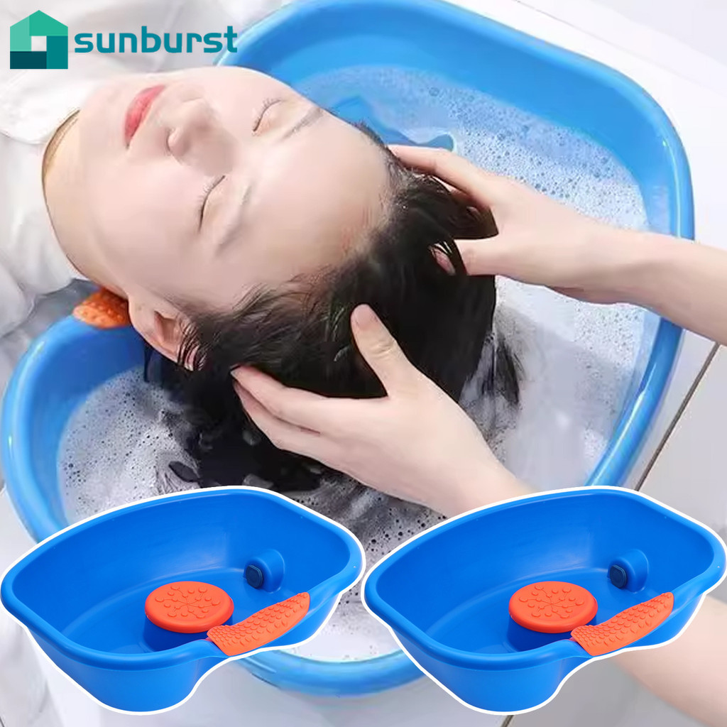 [HGB]Ergonomic แชมพูอ่างล้างหน้าสําหรับ Bedridden Care, ท่อระบายน้ําแบบปรับได้และหมอนพยุงคอ, อ่างสระ