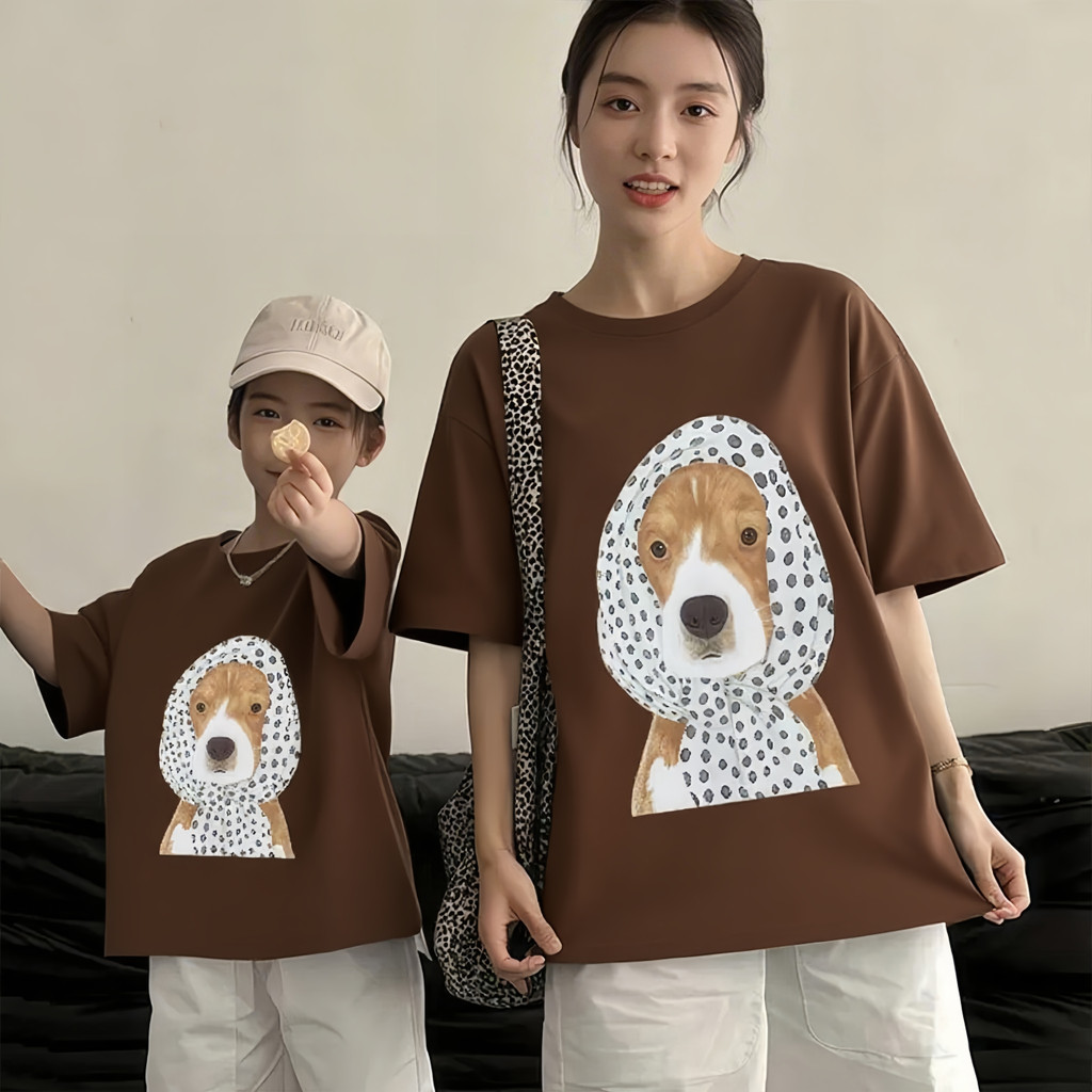 COD(จัดส่งตลอด 24 ชั่วโมง) เสื้อยืดแขนสั้นสำหรับเด็กสบายและนุ่ม ผ้าฝ้ายแท้ 100% เสื้อยืดพิมพ์ลาย Family set