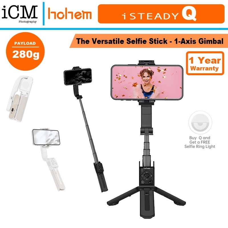 Hohem iSteady Q 1 แกนขาตั้งกล้องเซลฟี่แบบกิมบอล 360 แกน° ขาตั้งกล้อง AI