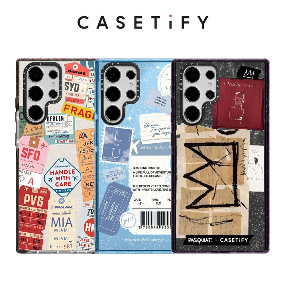 GLITTER Travel Plane Ticket Case สําหรับ Samsung S25 24 23 22 Ultra S25Plus กันกระแทกป้องกันปลอก