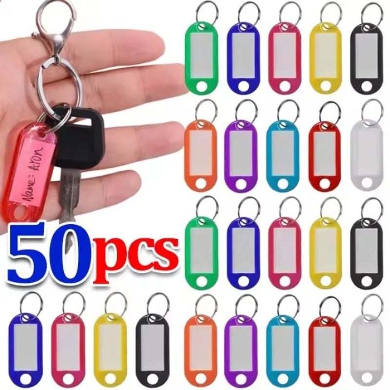 50/100/200 ชิ้นหลายสีแท็กกุญแจรหัสพลาสติก / แท็กป้าย รหัส พวงกุญแจ / บัตรการจําแนกหมายเลขกระเป๋าเดินทาง