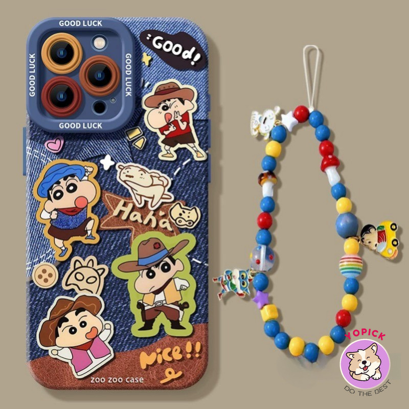 IPhone 16 15 14 13 12 11 Pro Max X Xr Xs Max 7 8 Plus SE2020 เคสโทรศัพท์การ์ตูนน่ารักเครยอนชินจังเชือกเส้นเล็กคู่นุ่มปกหลัง TSY - รูปที่ 4