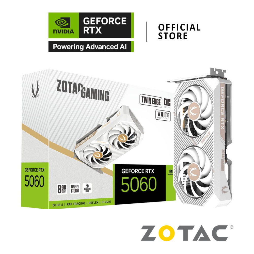 ZOTAC GAMING NVIDIA® GeForce RTX™ 5060 Twin Edge 8GB OC White Edition VGA Card การ์ดจอ
