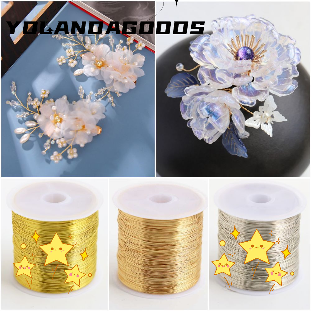 โยลา 100เมตร/ม้วน ลวดทองแดงชุบทอง 0.3-0.4มม. สําหรับ DIY เครื่องประดับ กิ๊บ หูฟัง