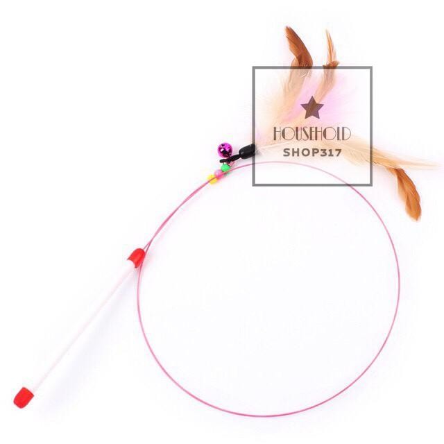 ไม้ตกแมว รุ่นคันเบ็ดโค้ง ปลายขนไก่/ปลาน้อย พร้อมเสียงกระดิ่ง เพื่อดึงดูดความสนใจของแมวเมี่ยว🎯 hh99