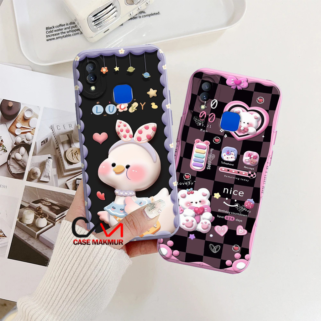 HP [KT01] Vivo V9 Y85 Z1 Y91 Y93 Finger Y95 Phone Case - Fashion Case Bear Character Motif - Silicon
