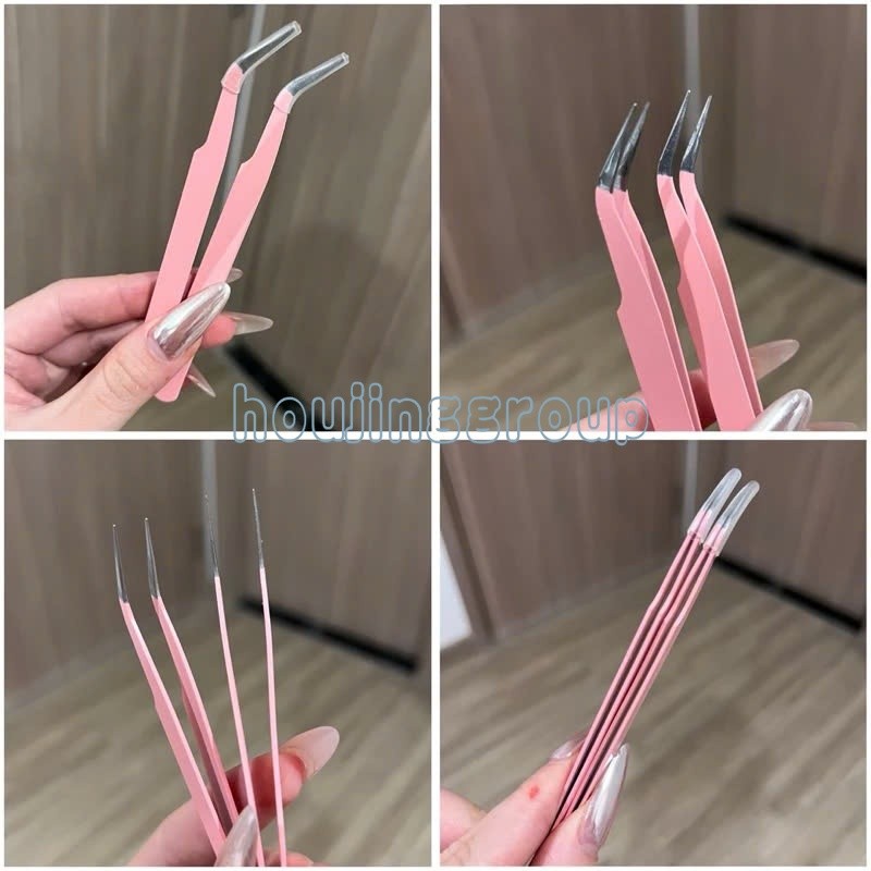 ที่ดัดขนตาสีชมพูสแตนเลส 1 ชิ้น, แหนบเครื่องมือเสริมความงาม, แหนบขนตาข้อศอกนิรภัย
