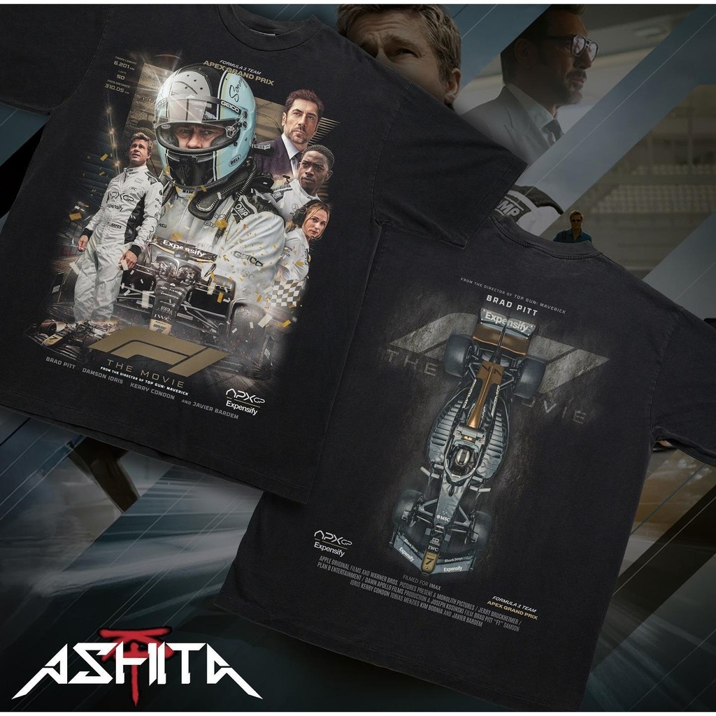 ภาพยนตร์ F1 Speed ​​​​APXGP นักแข่งสไตล์เดียวกันรอบฤดูร้อนเสื้อยืดผ้าฝ้ายแขนสั้นหลวมสำหรับผู้ชายและผู้หญิงครึ่งแขน S-3XL