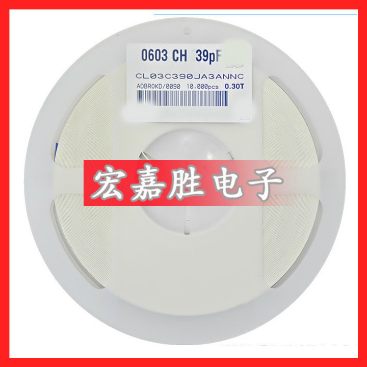 สี่เหลี่ยมผืนผ้า 25V ปานกลางสําหรับเครื่องตรวจจับ ±5% ชิปตัวเก็บประจุ 0201 39PF 390J 39P 39 390