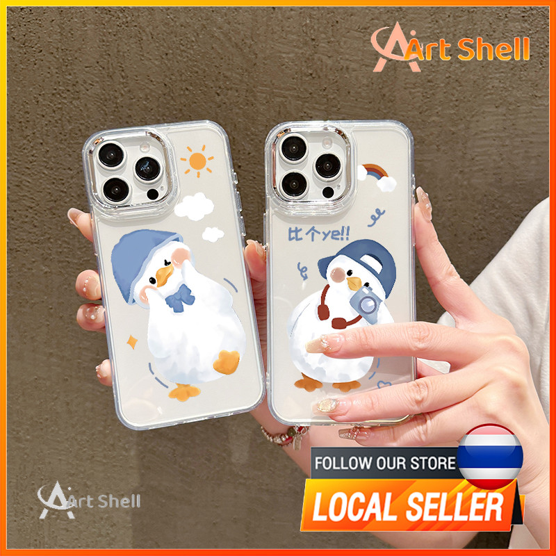 แอปเปิ้ลโทรศัพท์ จัดส่งจากประเทศไทย เป็ดหมวกสีฟ้าfor iPhone 16 15 14 เคสไอโฟน 13 12 11 PRO MAX X XS MAX XR 7/8PLUS