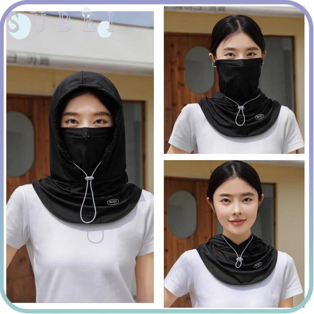 SUKAA หมวกคลุมศีรษะและผ้าคลุมไหล่ ผ้าไหมน้ำแข็ง ระบายอากาศได้ดี เหมาะสำหรับฤดูร้อน