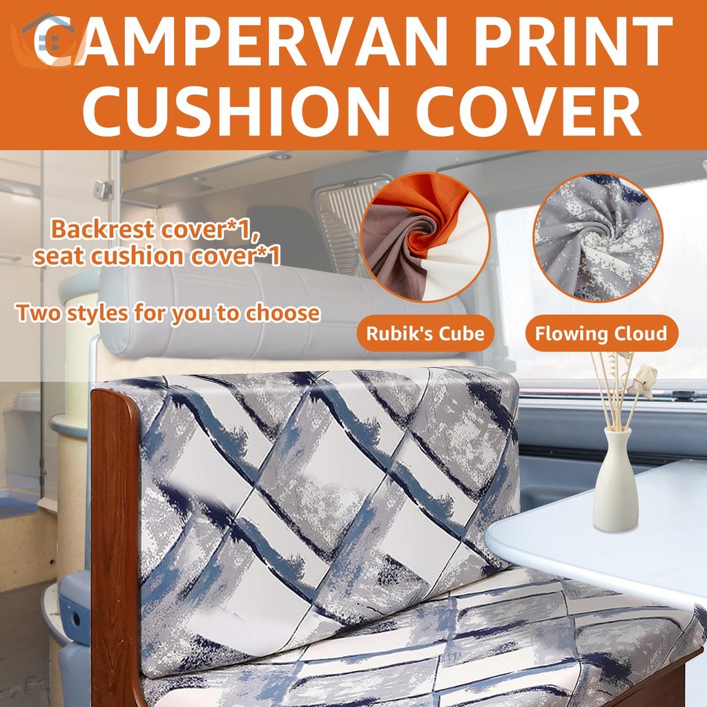 RV Dinette เบาะครอบคลุมยืด RV Dinette ที่นั่งครอบคลุมที่ถอดออกได้ล้างทําความสะอาดได้ Camper Cushion 