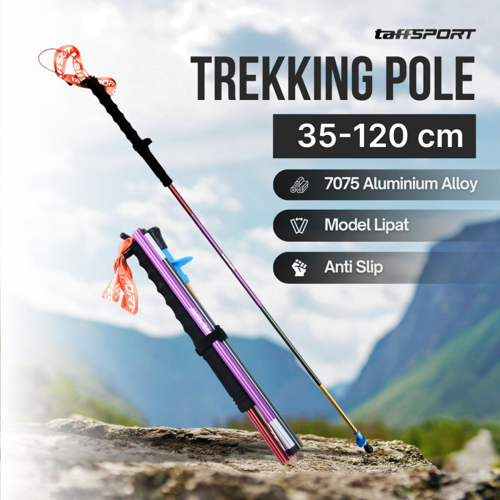 Taffisport ไม้เท้าเดินป่าแบบพับได้ Trekking Pole 7075 อลูมิเนียม 120 ซม. - 7075