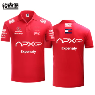 เสื้อโปโลผู้ชายแขนสั้นคอปกลายรถแข่ง F1 สำหรับผู้ชายในช่วงฤดูร้อน