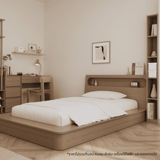 SB Design Square เตียง 3.5 ฟุต พร้อมช่องเก็บของหัวเตียง รุ่น Tomo สีไม้อ่อน (150x236x79 ซม.)  แบรนด์ KONCEPT FURNITURE